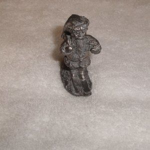 Michael Ricker pewter Santa on skies figurine 1987